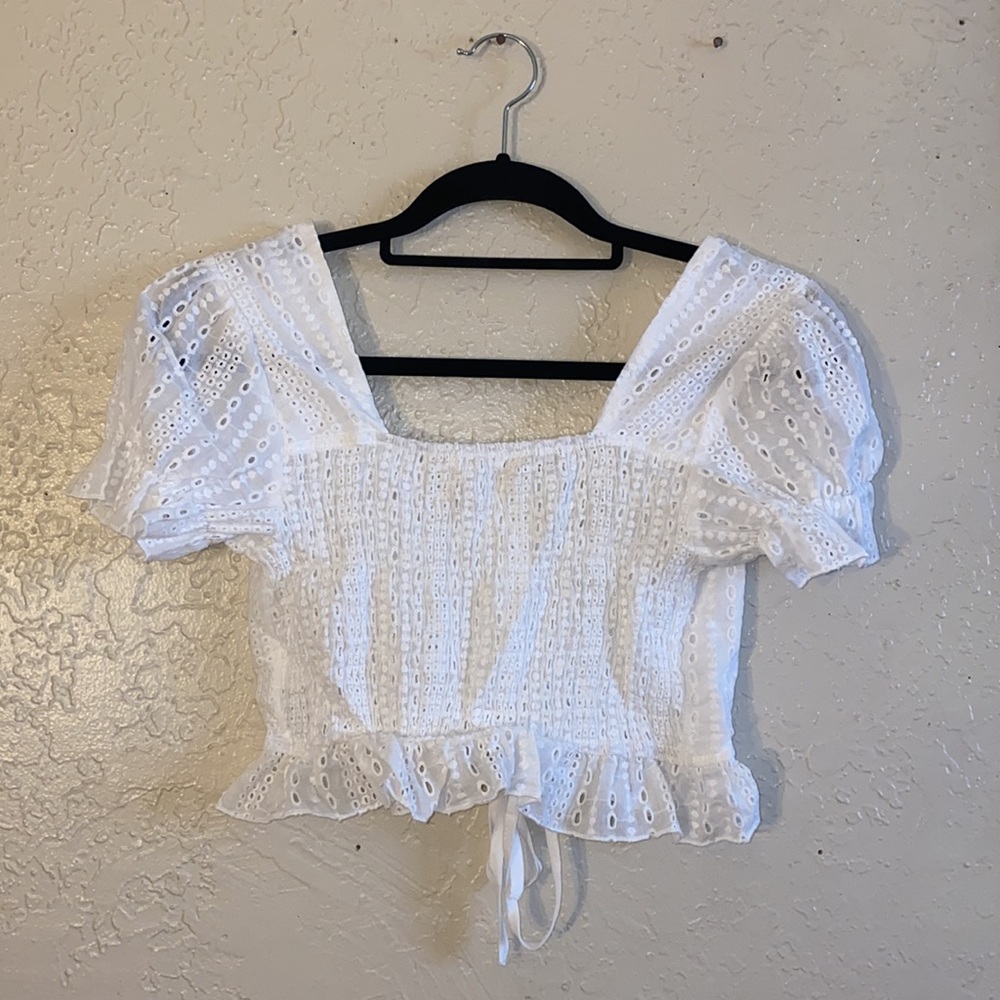 Eyelet Embroidered Crop Top Size S - Picture 2 of 2